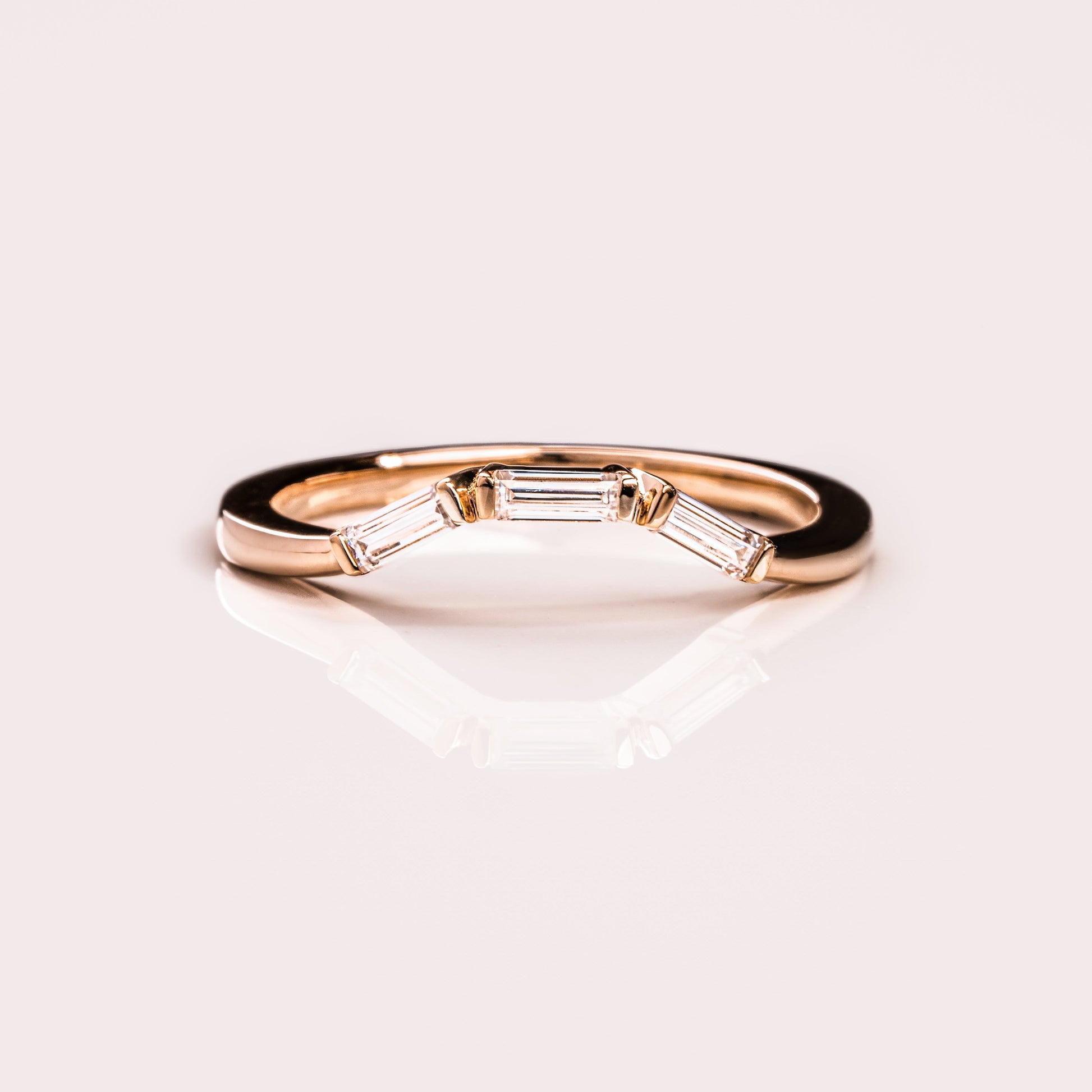 0.39 TCW Baguette Curved Lab Grown Diamond Wedding Band