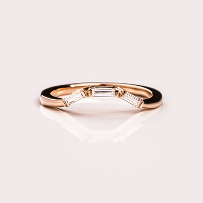 0.39 TCW Baguette Curved Lab Grown Diamond Wedding Band