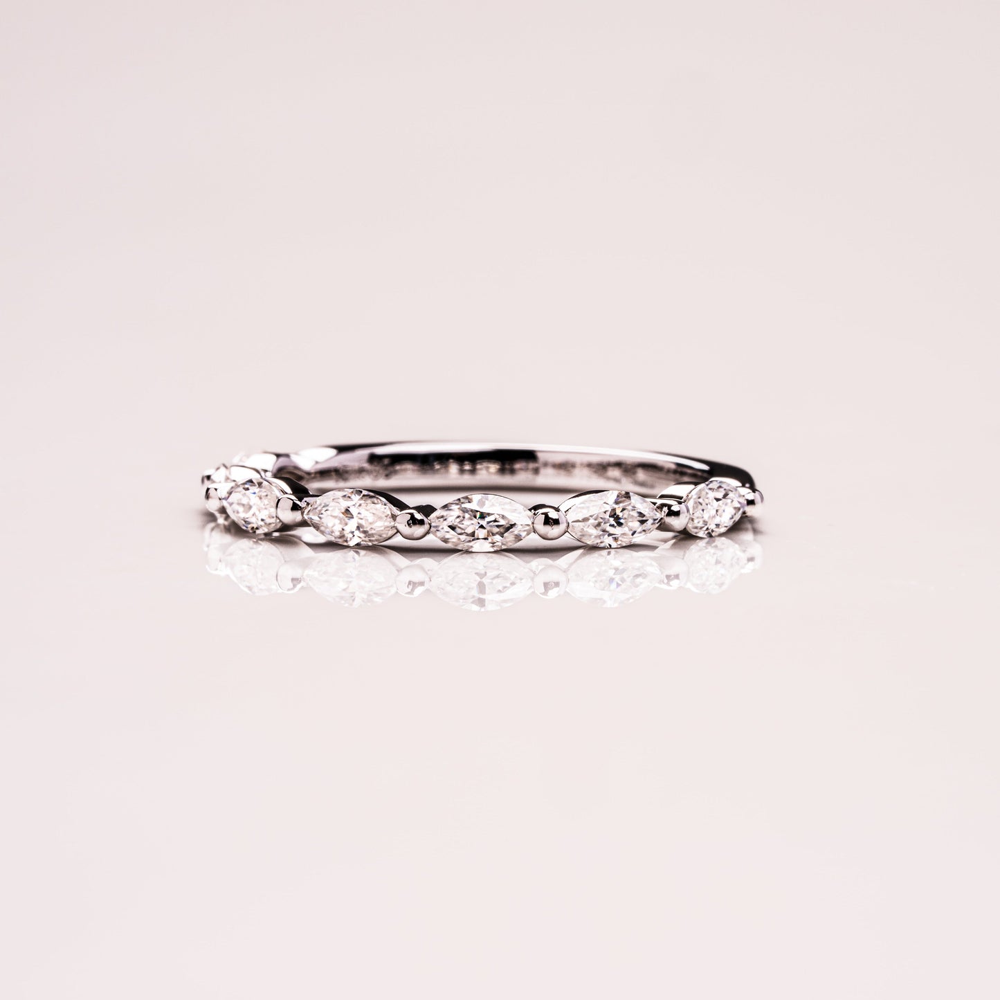 0.7 TCW Marquise Half Eternity Lab Grown Diamond Wedding Band