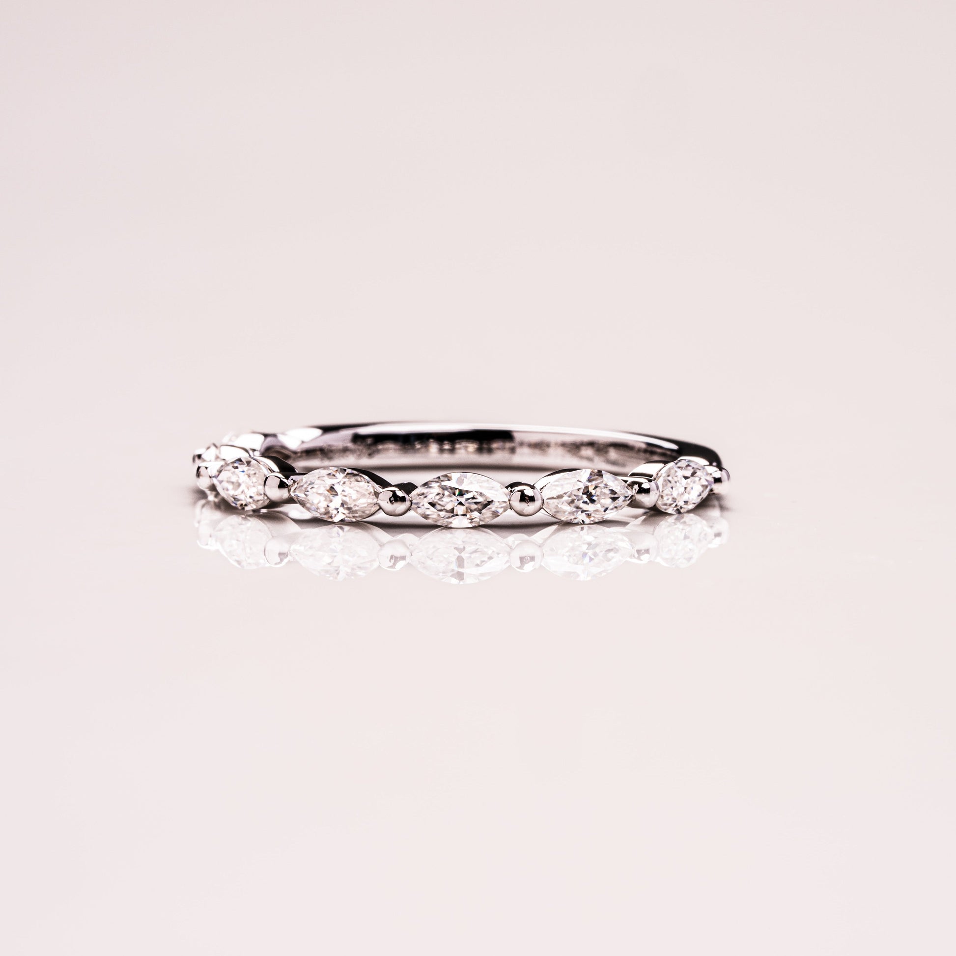 0.7 TCW Marquise Half Eternity Lab Grown Diamond Wedding Band