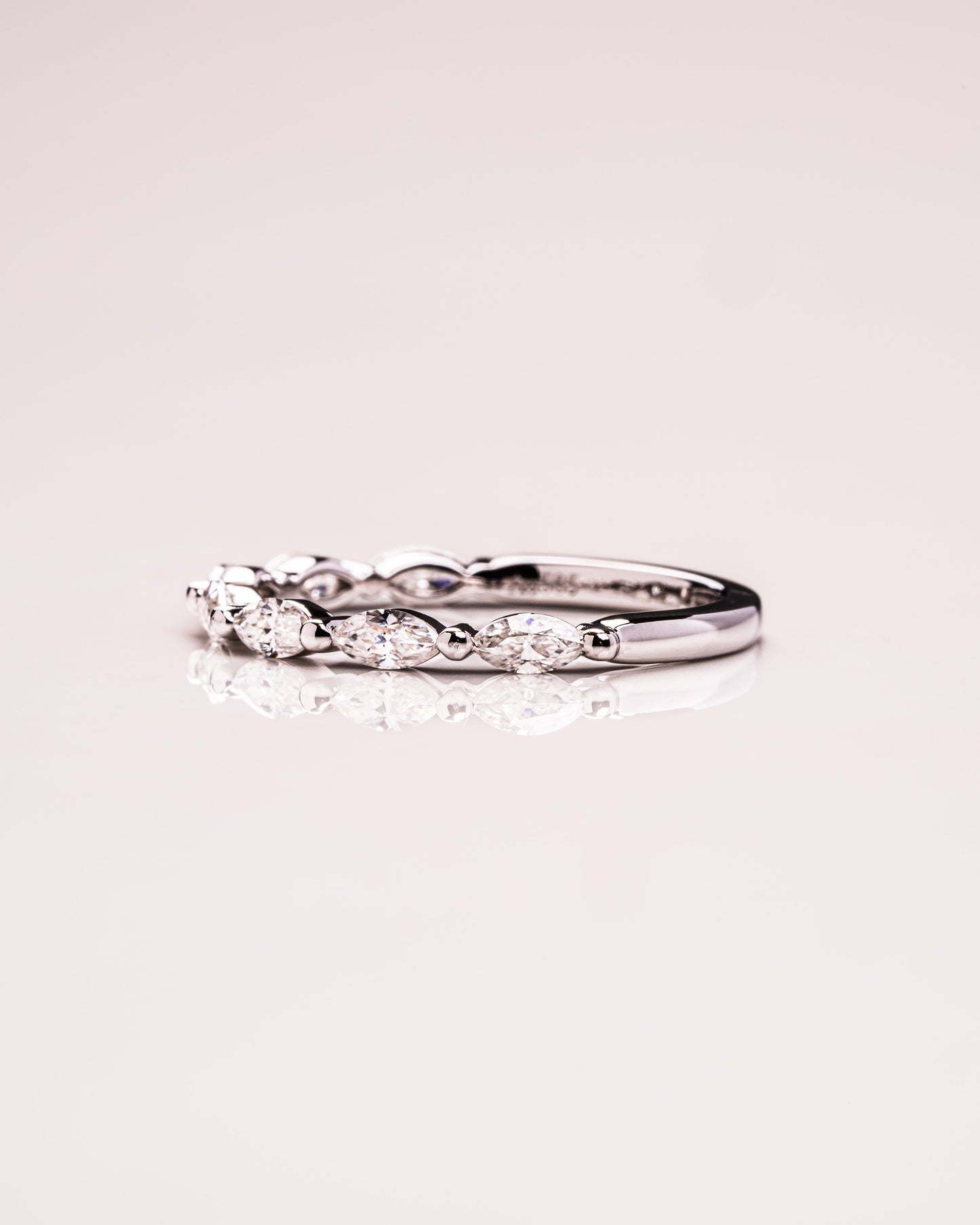 0.7 CT Marquise Shaped Lab Grown Diamond Thin Wedding Band