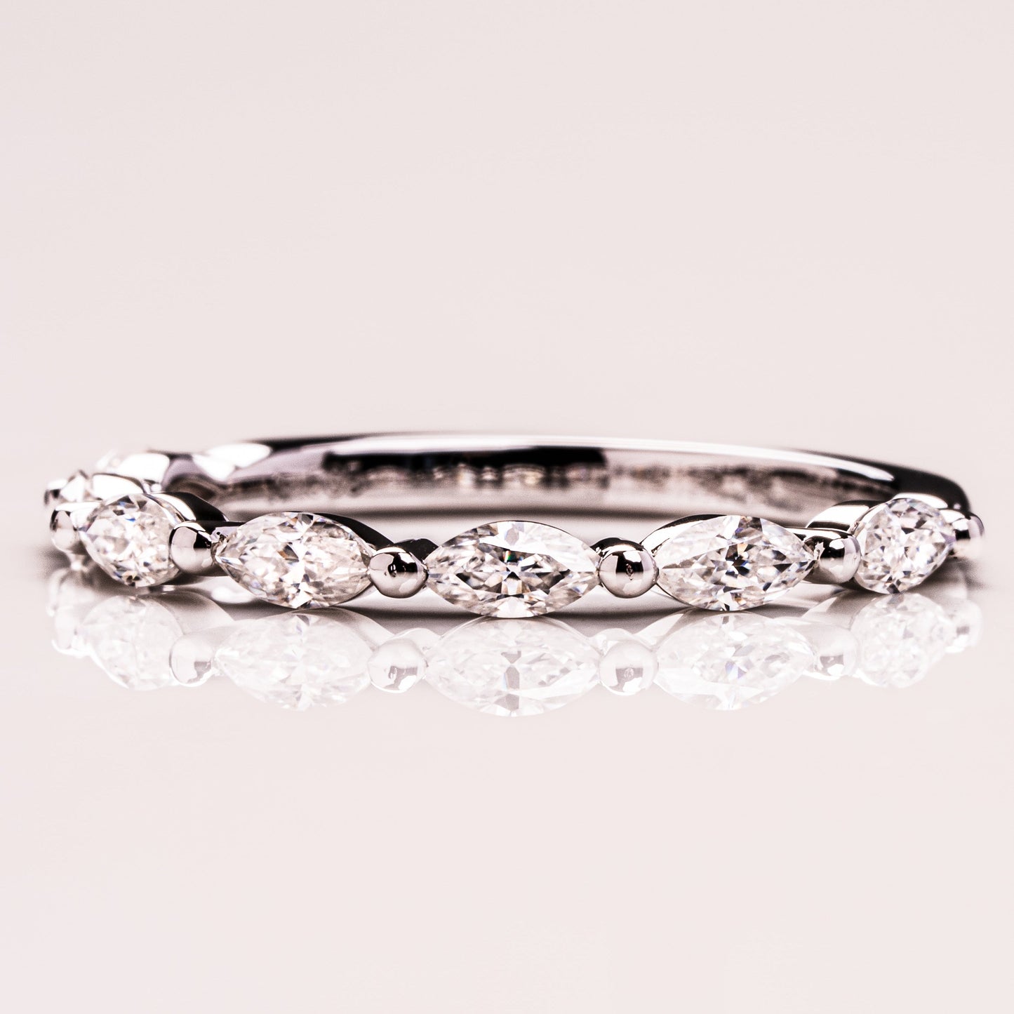 0.7 TCW Marquise Half Eternity Lab Grown Diamond Wedding Band