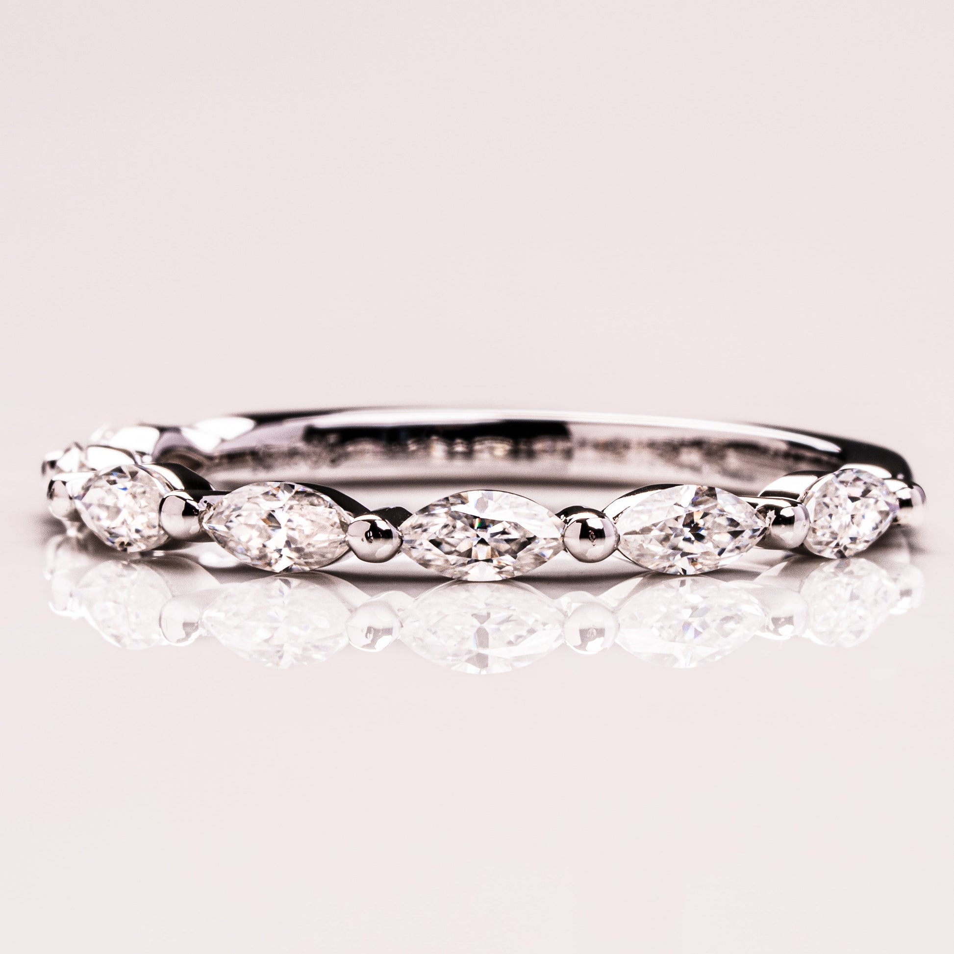 0.7 TCW Marquise Half Eternity Lab Grown Diamond Wedding Band