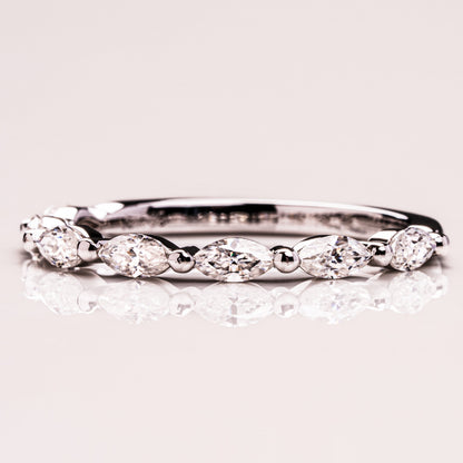 0.7 TCW Marquise Half Eternity Lab Grown Diamond Wedding Band