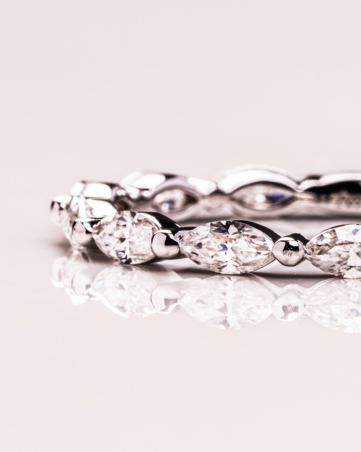 0.7 CT Marquise Shaped Lab Grown Diamond Thin Wedding Band