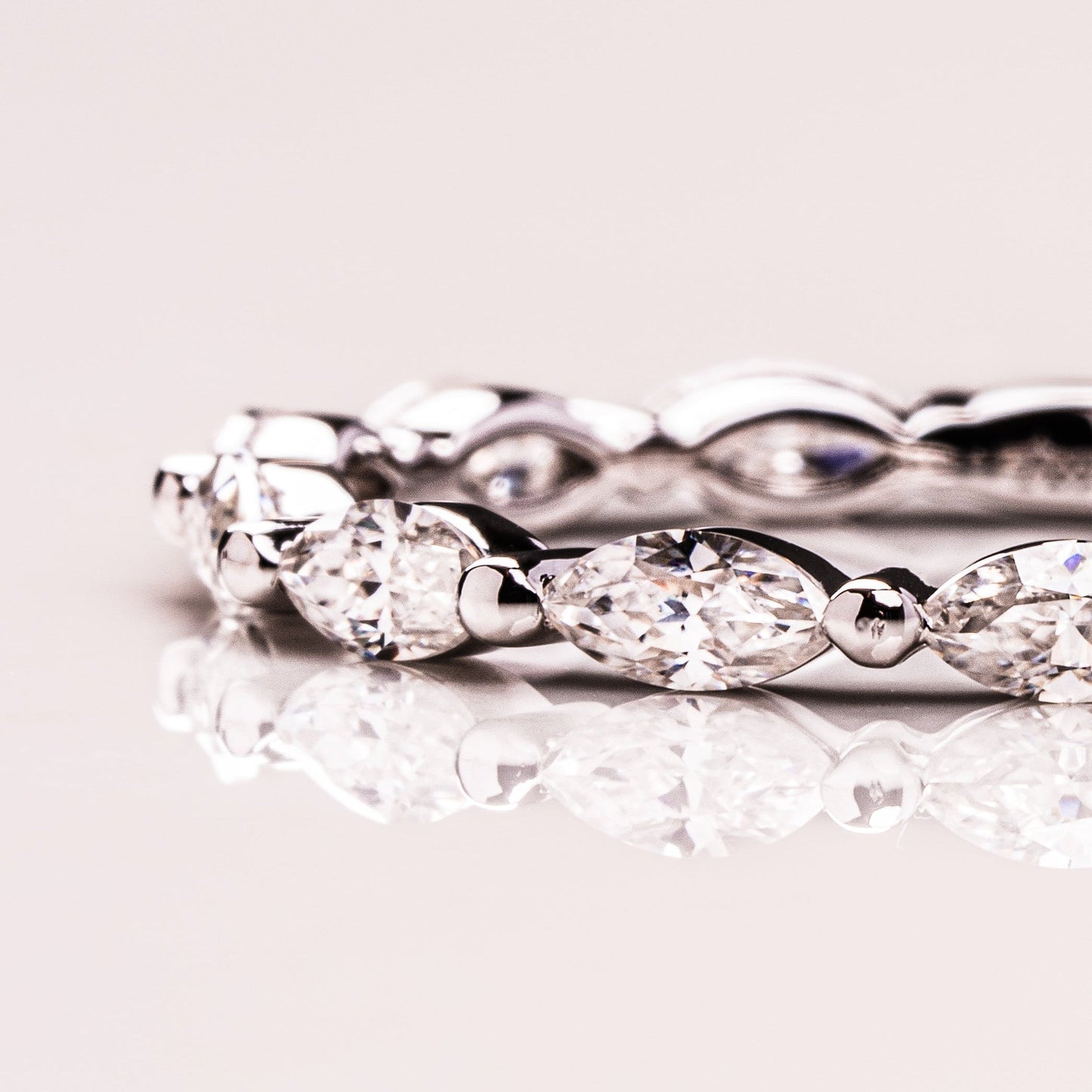 0.7 TCW Marquise Half Eternity Lab Grown Diamond Wedding Band
