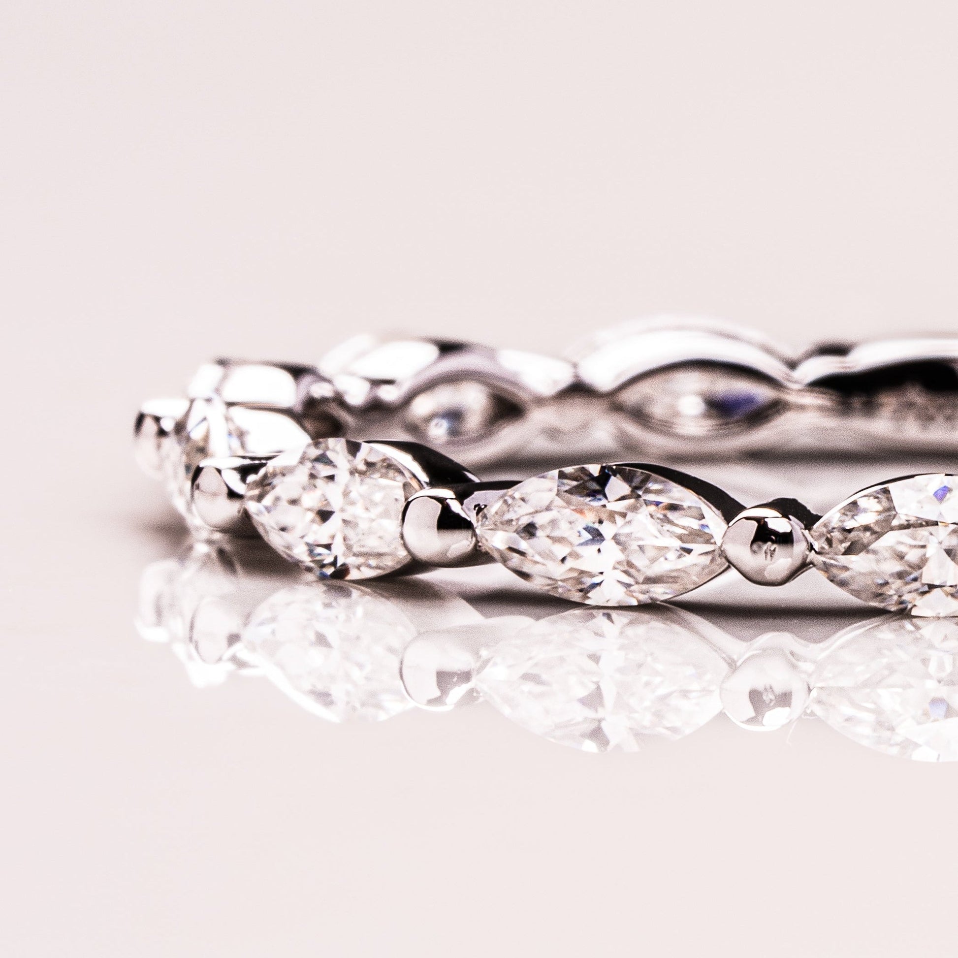 0.7 TCW Marquise Half Eternity Lab Grown Diamond Wedding Band