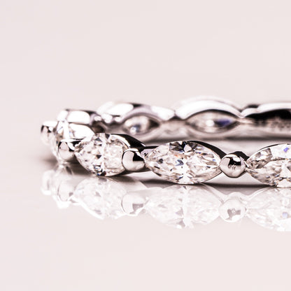 0.7 TCW Marquise Half Eternity Lab Grown Diamond Wedding Band