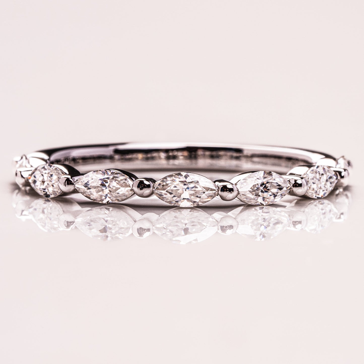 0.7 TCW Marquise Half Eternity Lab Grown Diamond Wedding Band