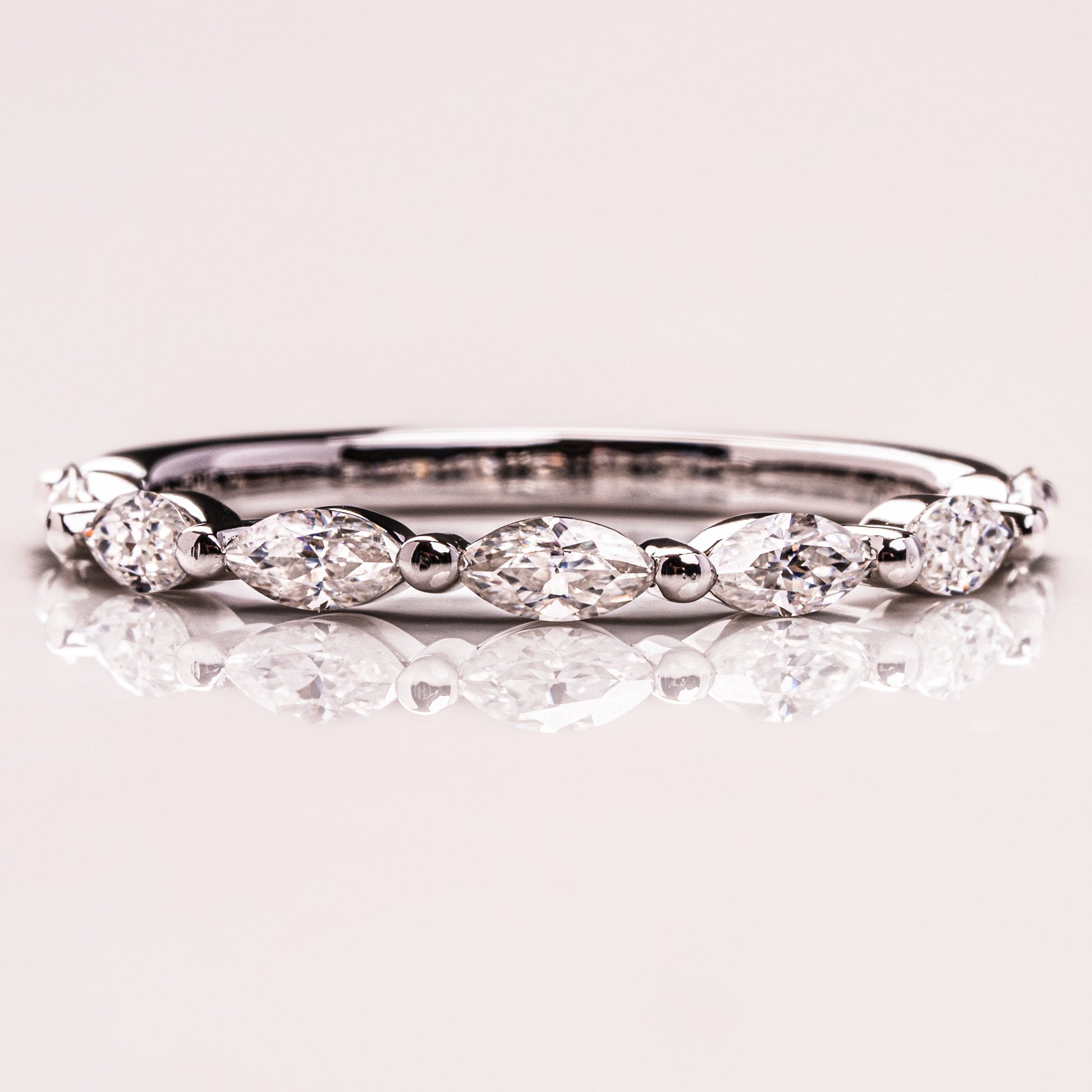 0.7 TCW Marquise Half Eternity Lab Grown Diamond Wedding Band