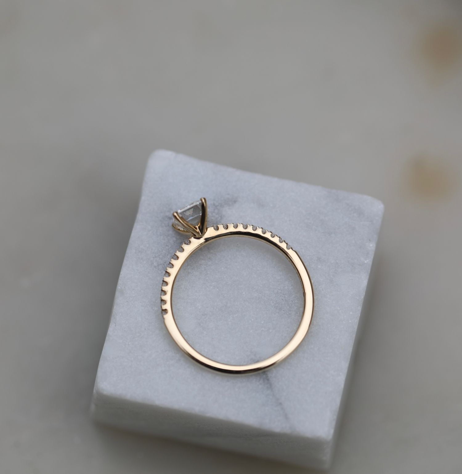 Emerald Cut Pave Lab Grown Diamond Engagement Ring