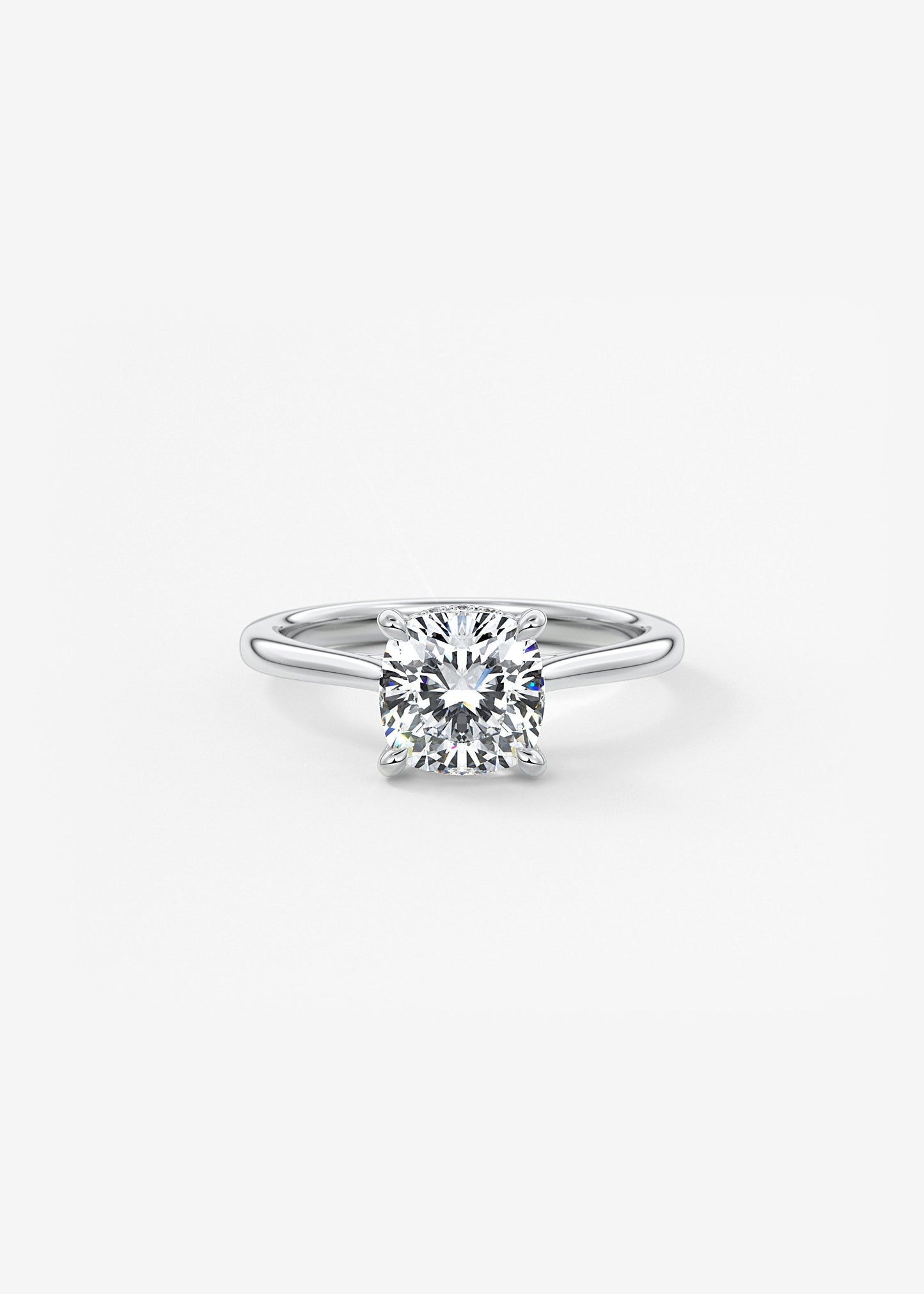 Cushion Hidden Halo/ Cathedral Lab Grown Diamond Engagement Ring