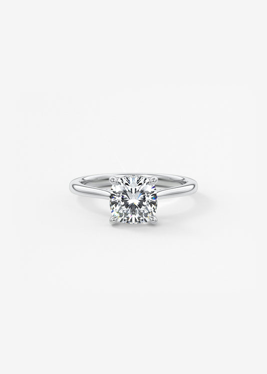 Cushion Hidden Halo/ Cathedral Lab Grown Diamond Engagement Ring