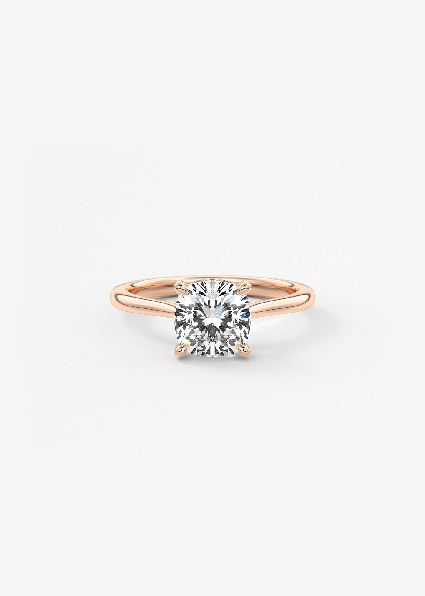 Cushion Hidden Halo/ Cathedral Lab Grown Diamond Engagement Ring