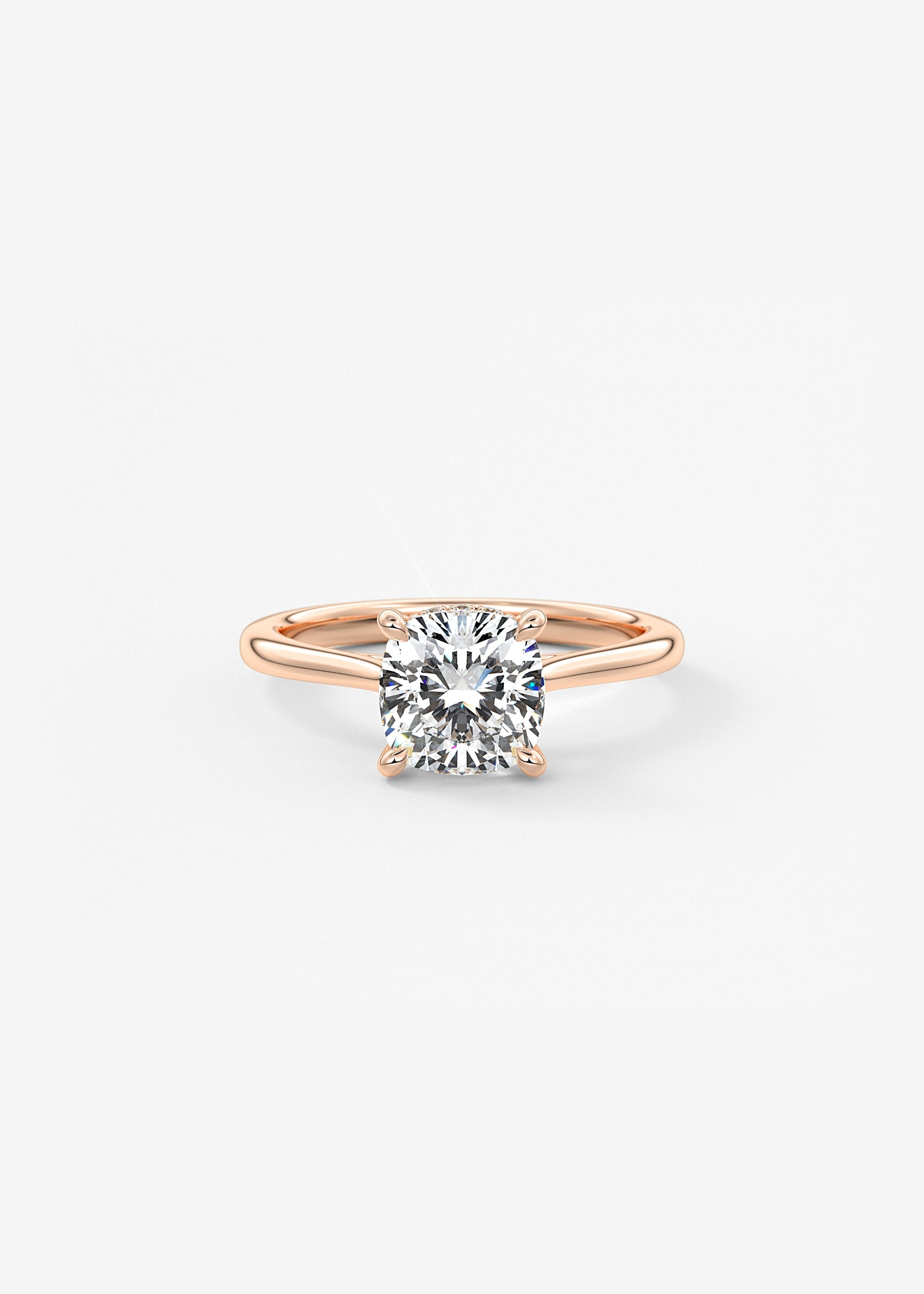 Cushion Hidden Halo/ Cathedral Lab Grown Diamond Engagement Ring
