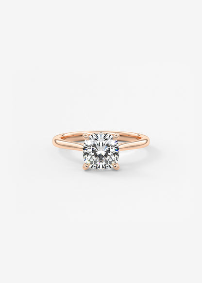 Cushion Hidden Halo/ Cathedral Lab Grown Diamond Engagement Ring