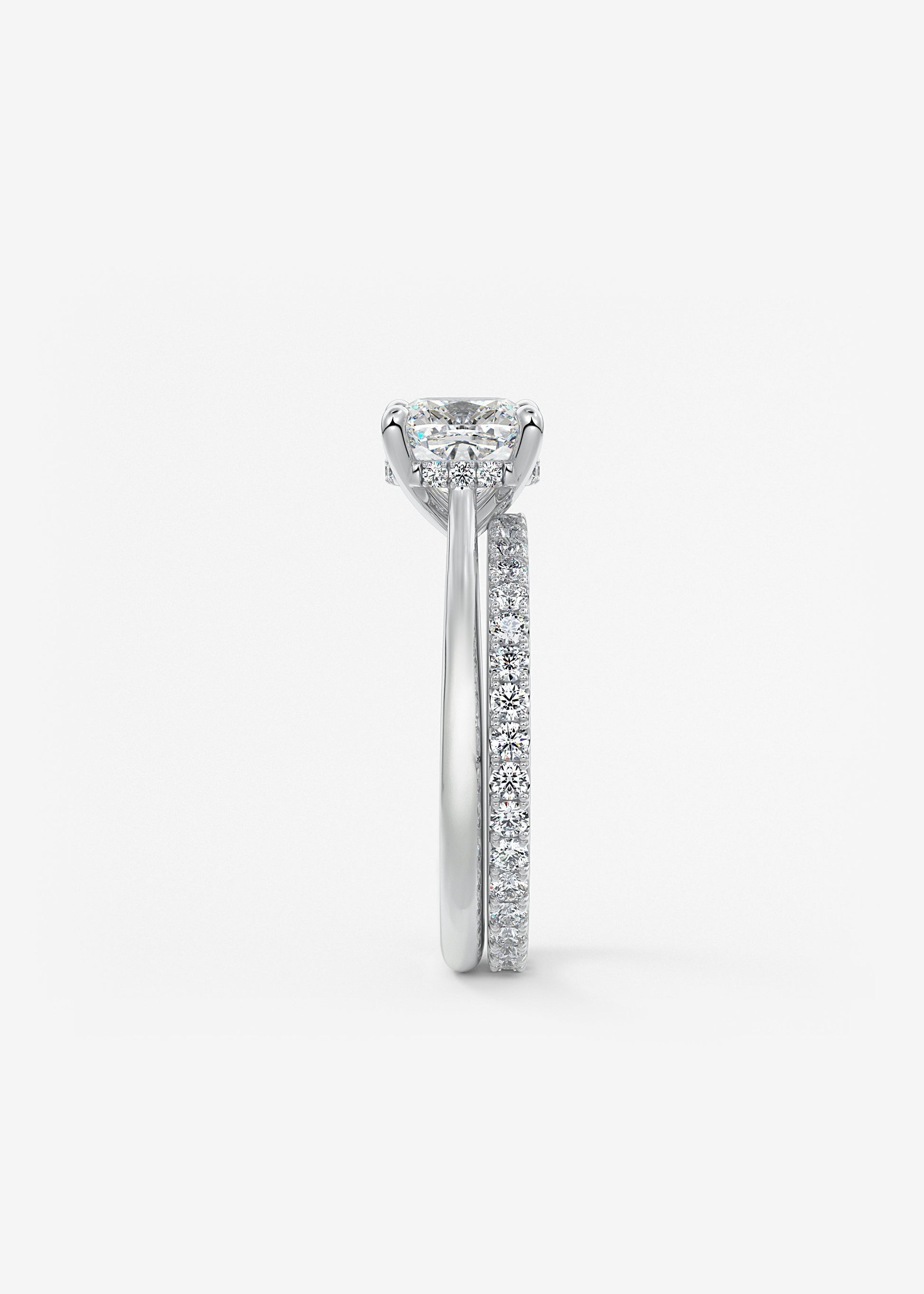 Cushion Hidden Halo/ Cathedral Lab Grown Diamond Engagement Ring