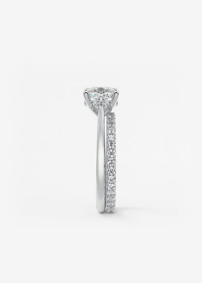 Cushion Hidden Halo/ Cathedral Lab Grown Diamond Engagement Ring