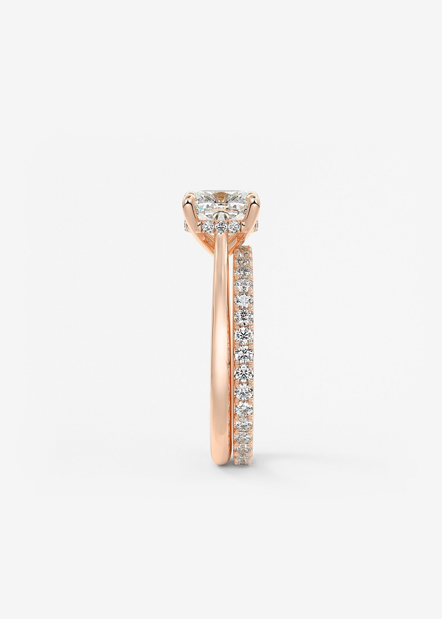 Cushion Hidden Halo/ Cathedral Lab Grown Diamond Engagement Ring