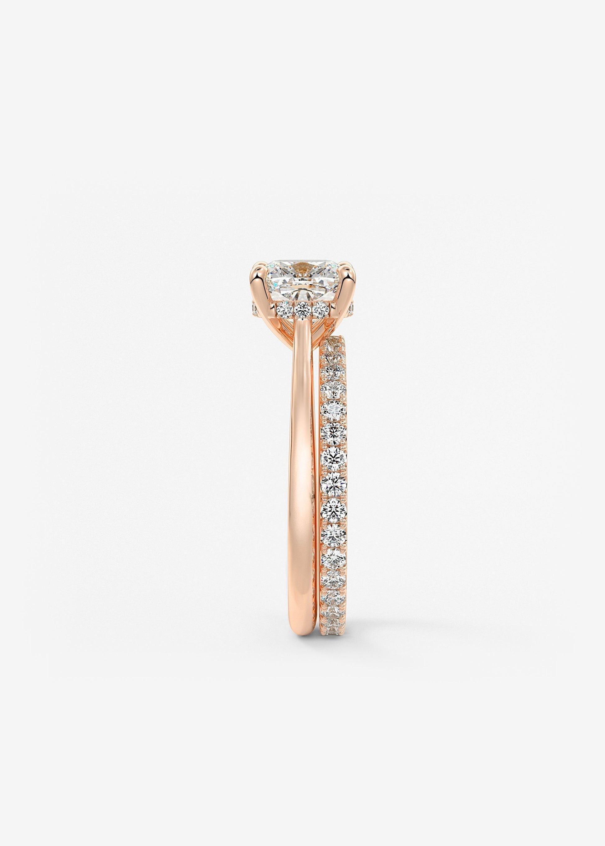 Cushion Hidden Halo/ Cathedral Lab Grown Diamond Engagement Ring