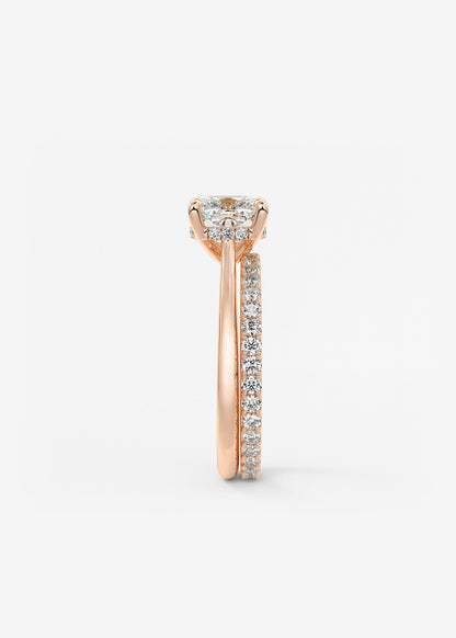 Cushion Hidden Halo/ Cathedral Lab Grown Diamond Engagement Ring