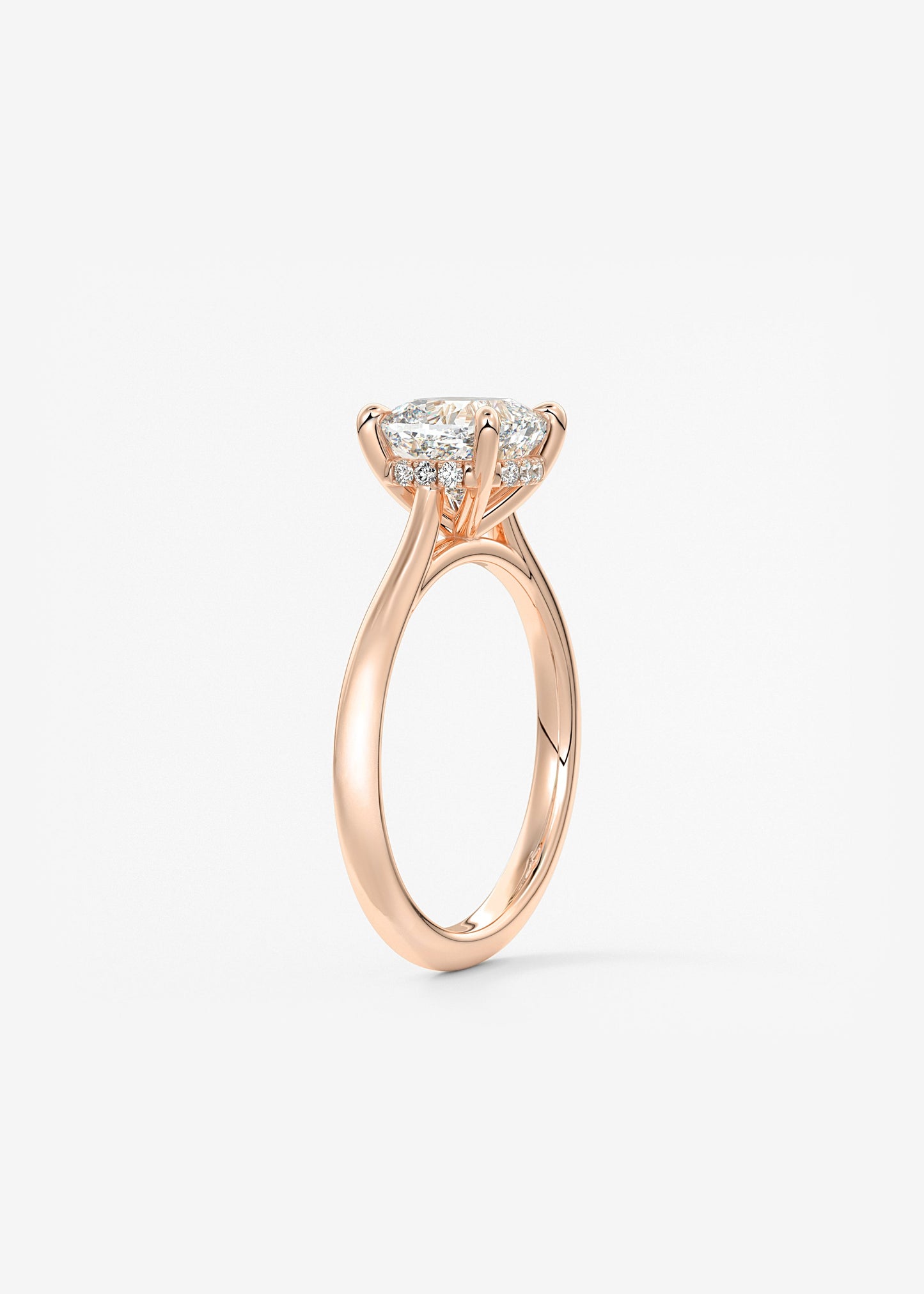Cushion Hidden Halo/ Cathedral Lab Grown Diamond Engagement Ring