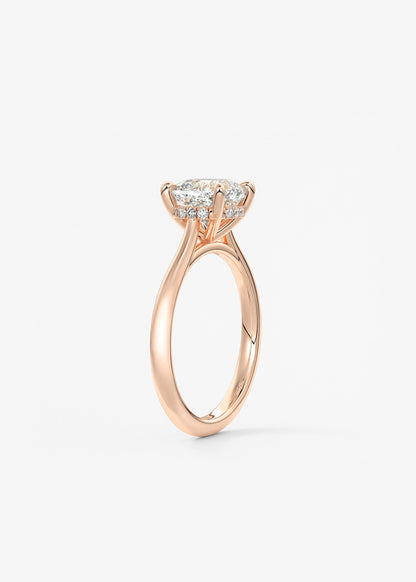 Cushion Hidden Halo/ Cathedral Lab Grown Diamond Engagement Ring