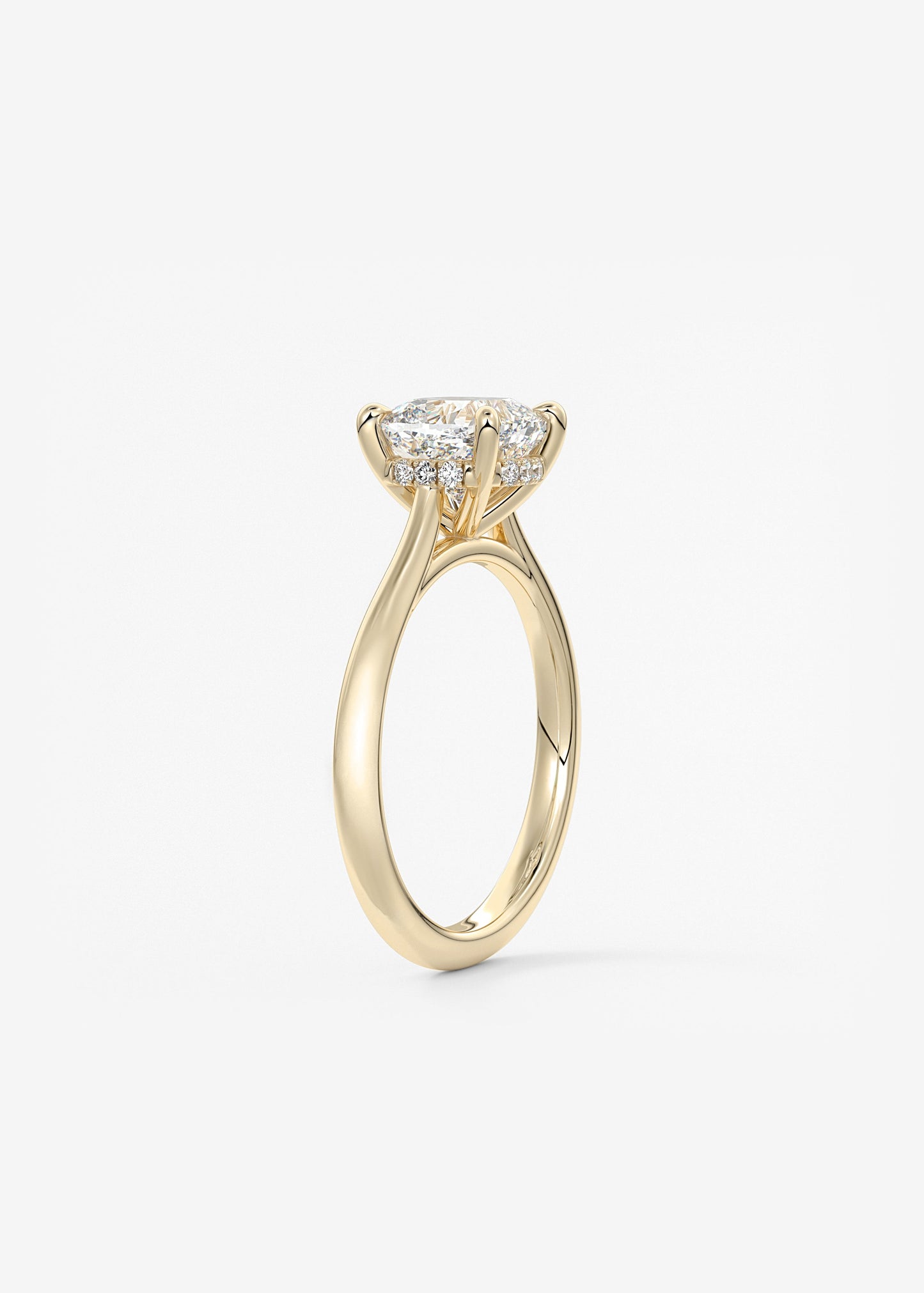 Cushion Hidden Halo/ Cathedral Lab Grown Diamond Engagement Ring