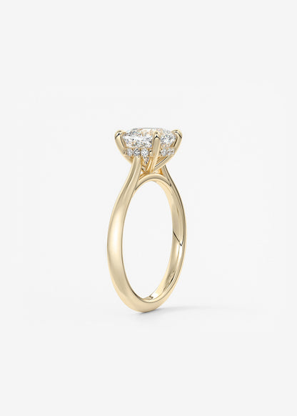 Cushion Hidden Halo/ Cathedral Lab Grown Diamond Engagement Ring