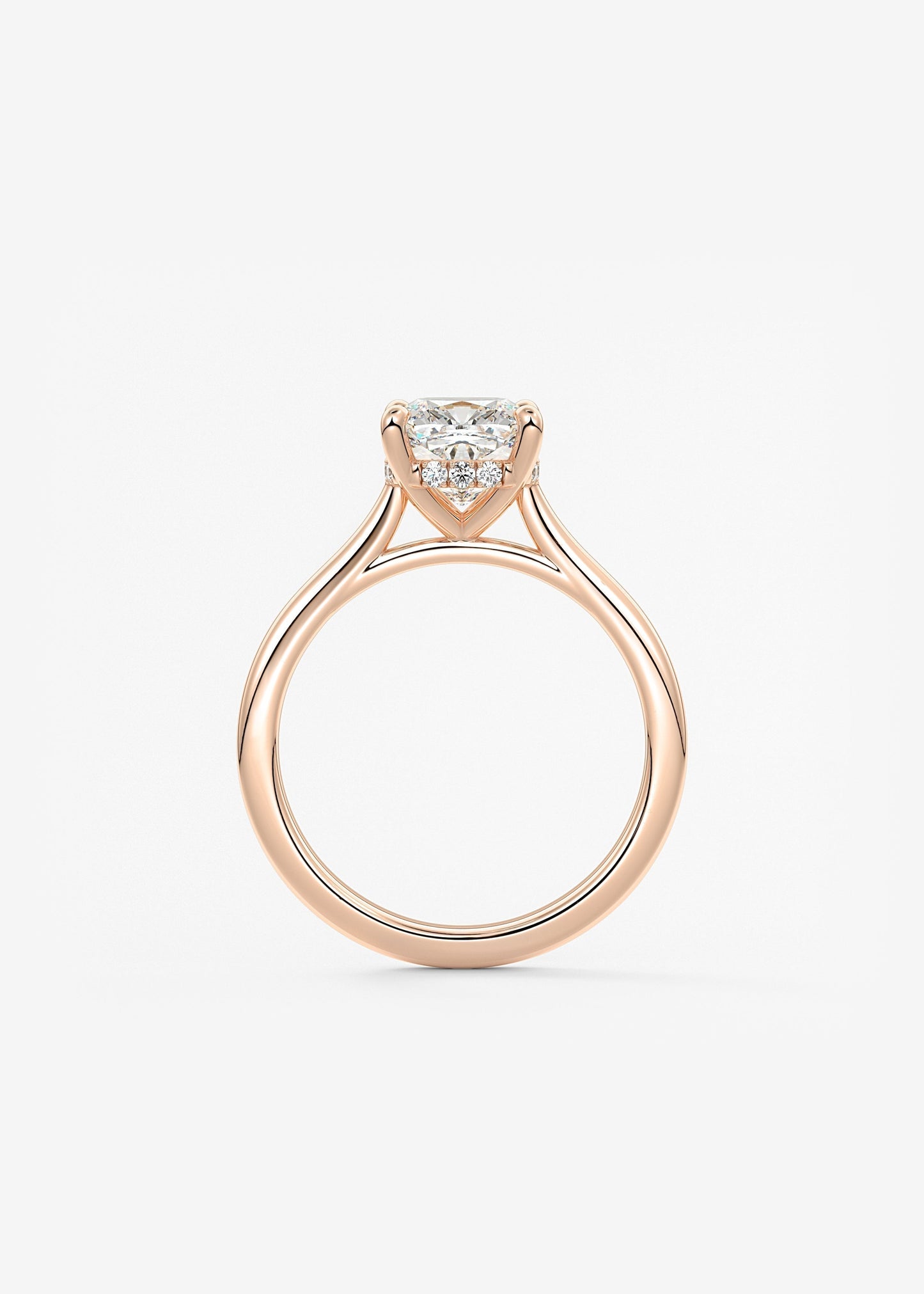 Cushion Hidden Halo/ Cathedral Lab Grown Diamond Engagement Ring