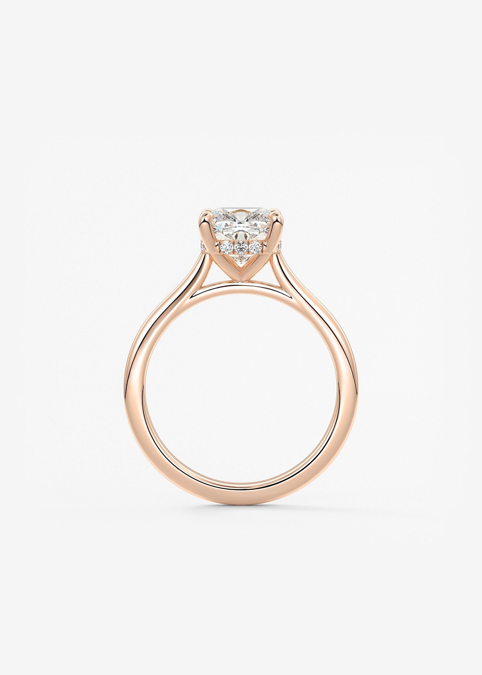 Cushion Hidden Halo/ Cathedral Lab Grown Diamond Engagement Ring