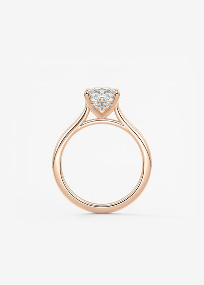 Cushion Hidden Halo/ Cathedral Lab Grown Diamond Engagement Ring