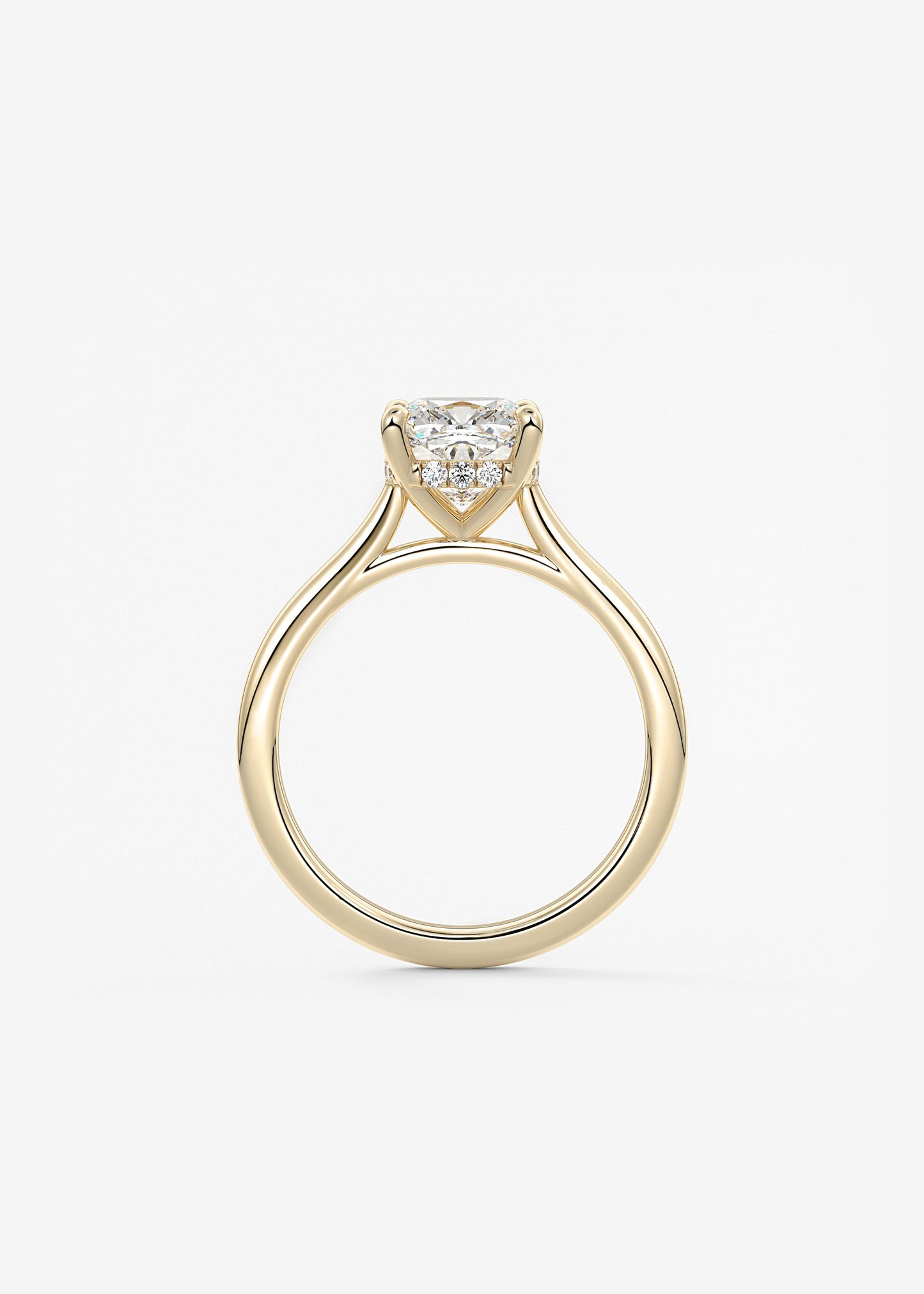 Cushion Hidden Halo/ Cathedral Lab Grown Diamond Engagement Ring