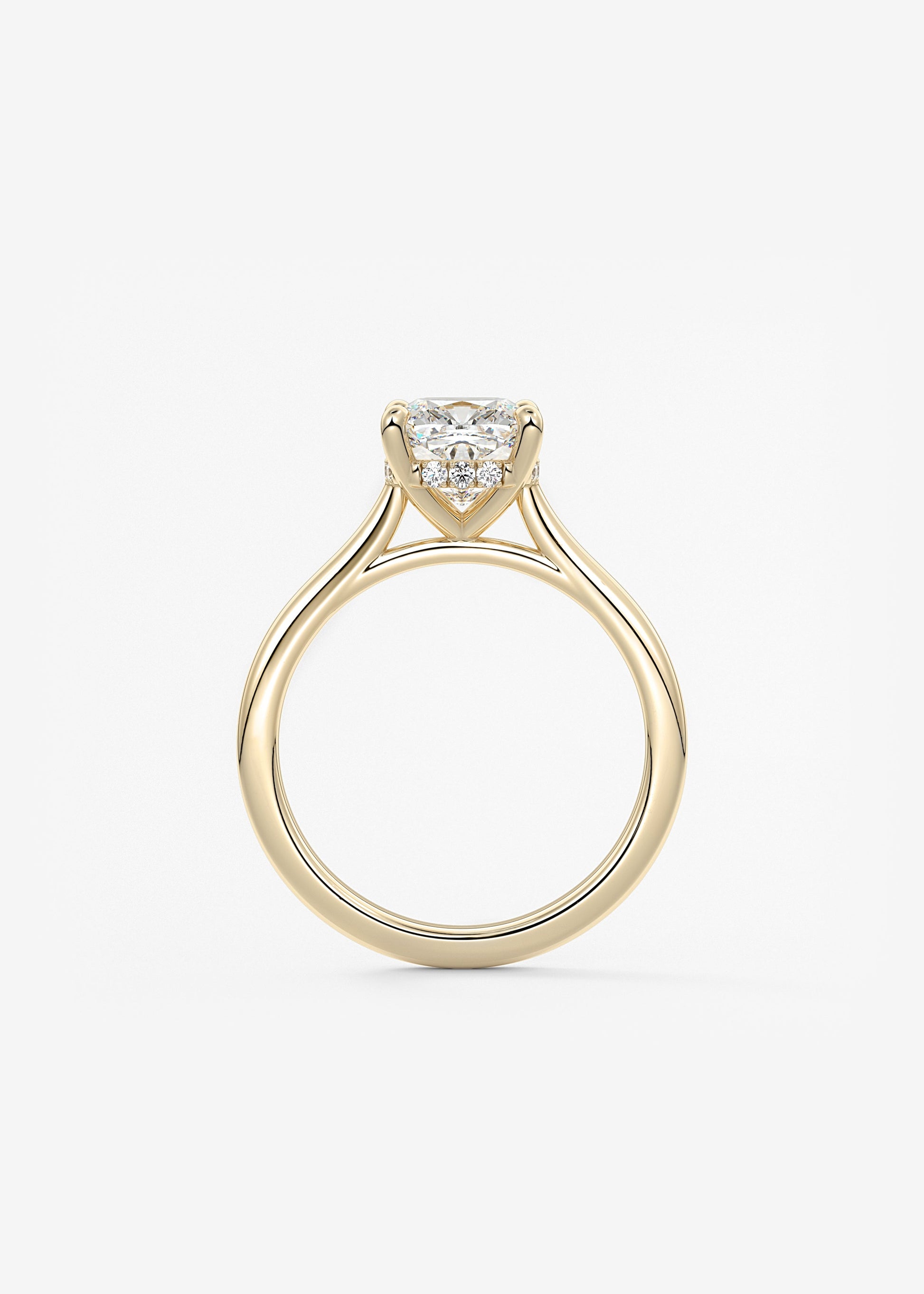 Cushion Hidden Halo/ Cathedral Lab Grown Diamond Engagement Ring