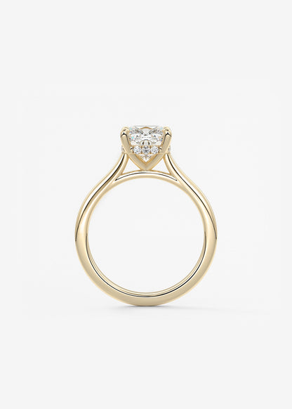 Cushion Hidden Halo/ Cathedral Lab Grown Diamond Engagement Ring