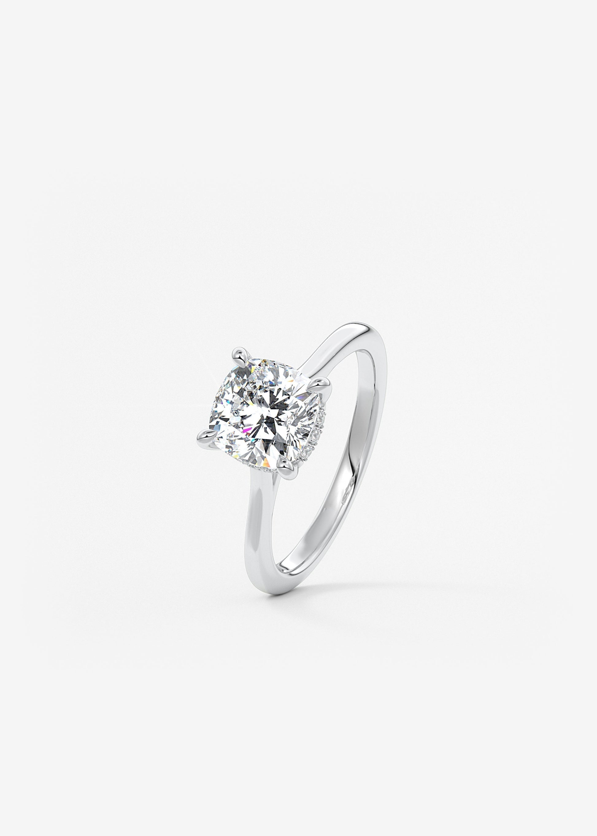 Cushion Hidden Halo/ Cathedral Lab Grown Diamond Engagement Ring