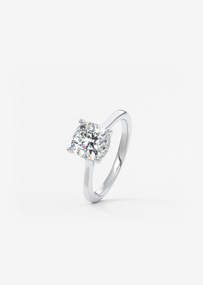 Cushion Hidden Halo/ Cathedral Lab Grown Diamond Engagement Ring