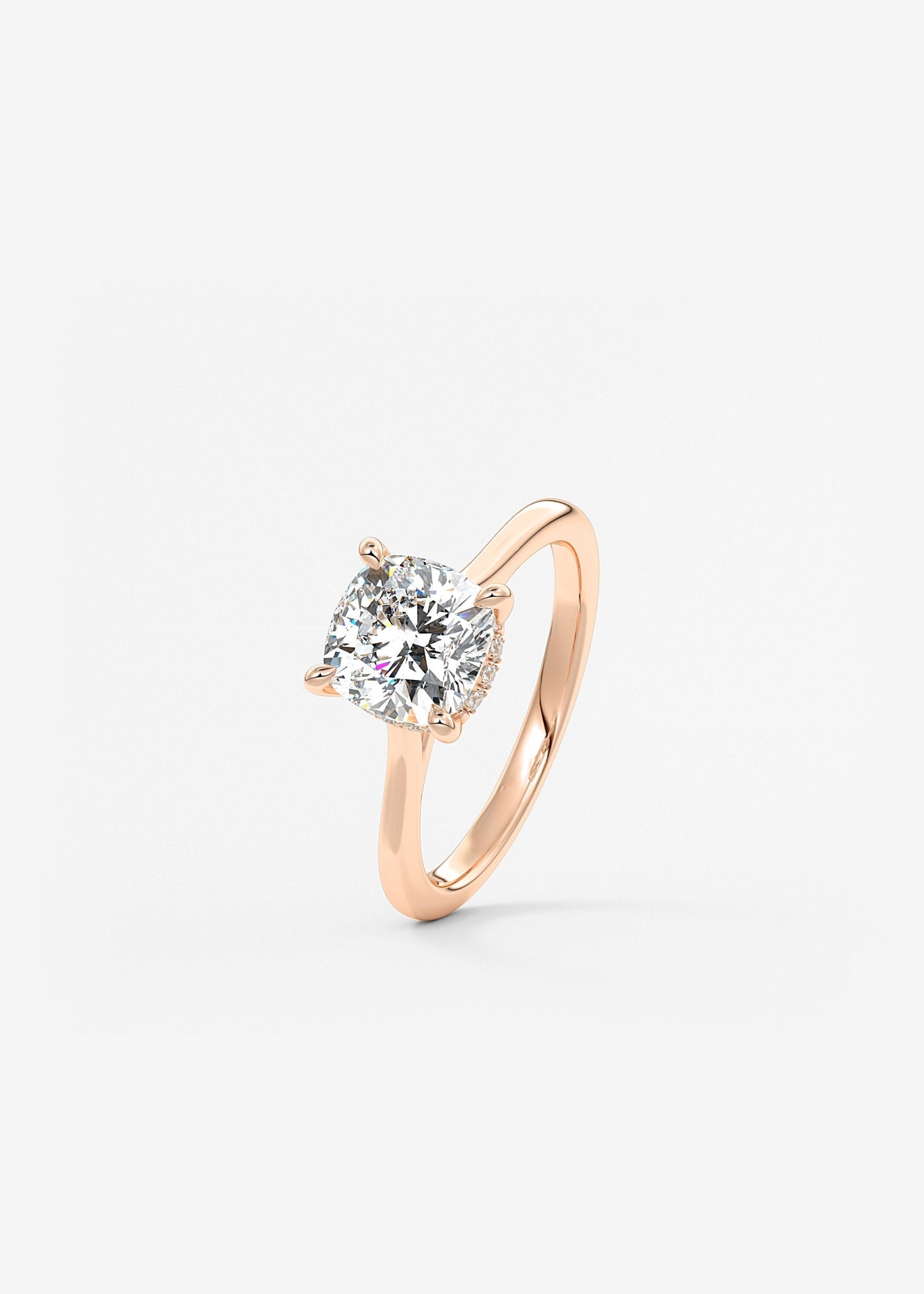Cushion Hidden Halo/ Cathedral Lab Grown Diamond Engagement Ring