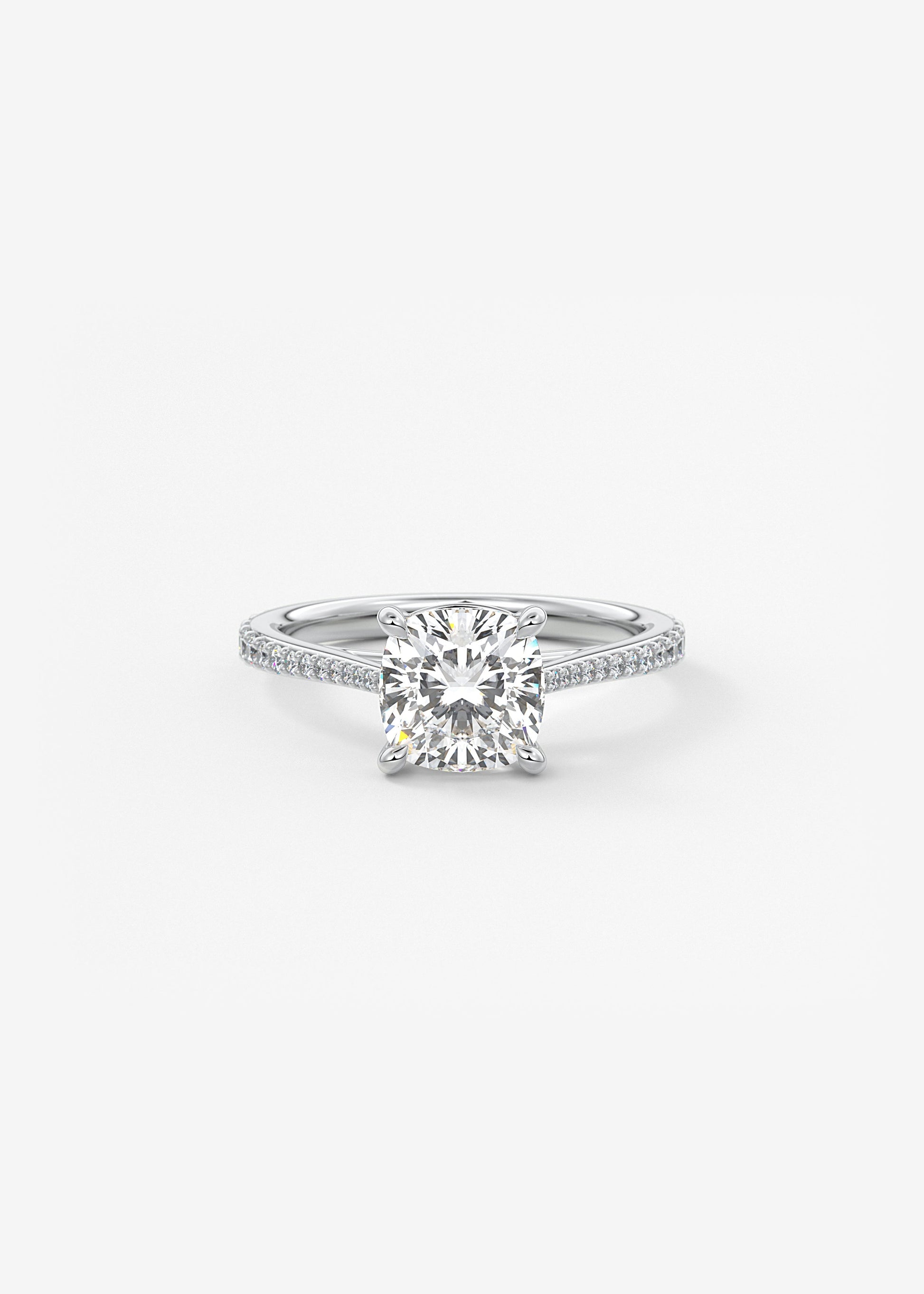 Cushion Pave Cathedral Lab Grown Diamond Engagement Ring