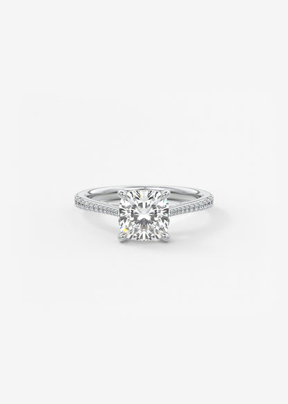 Cushion Pave Cathedral Lab Grown Diamond Engagement Ring