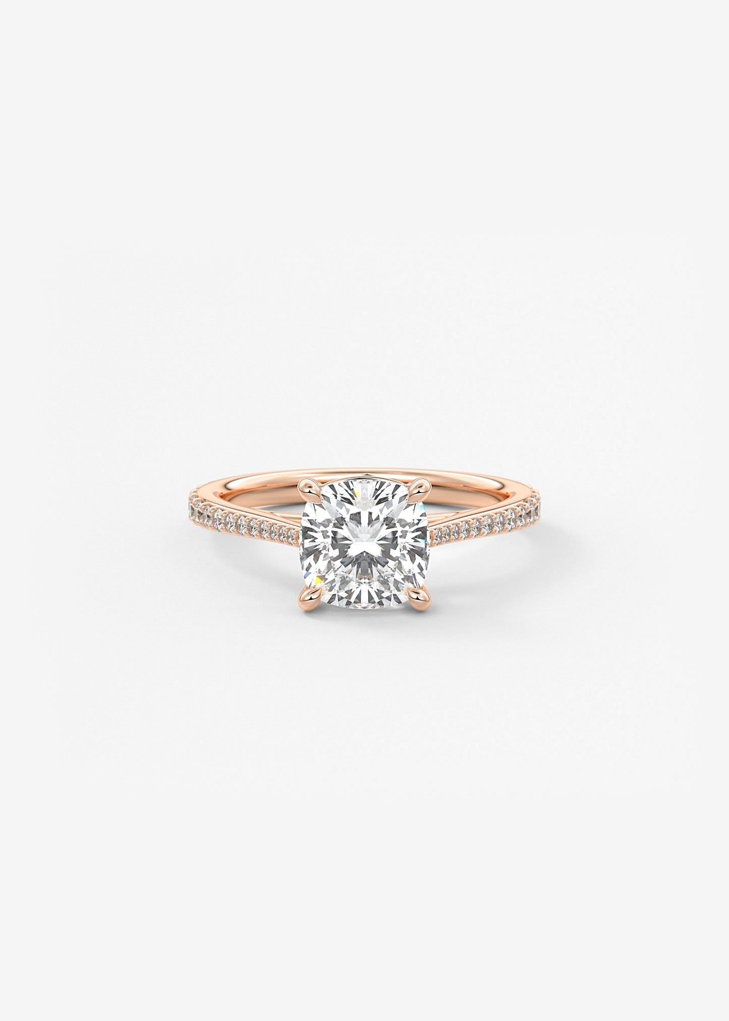 Cushion Pave Cathedral Lab Grown Diamond Engagement Ring