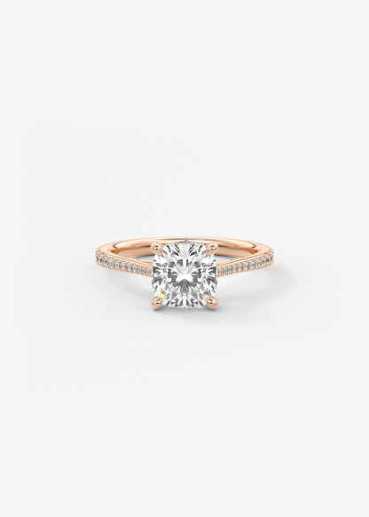 Cushion Pave Cathedral Lab Grown Diamond Engagement Ring