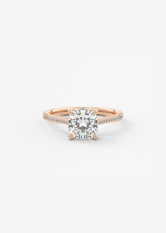 Cushion Pave Cathedral Lab Grown Diamond Engagement Ring