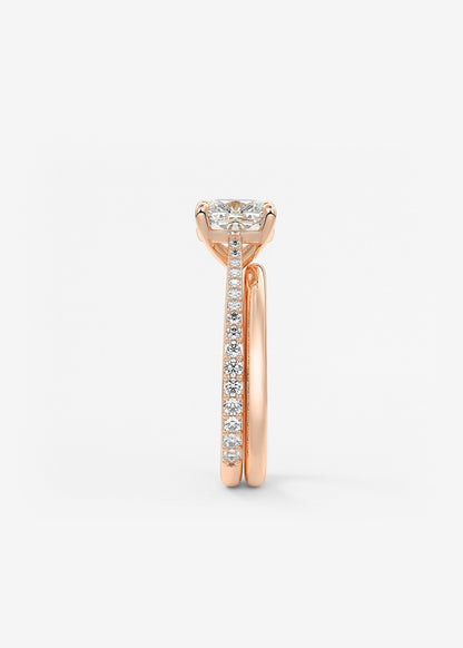 Cushion Pave Cathedral Lab Grown Diamond Engagement Ring