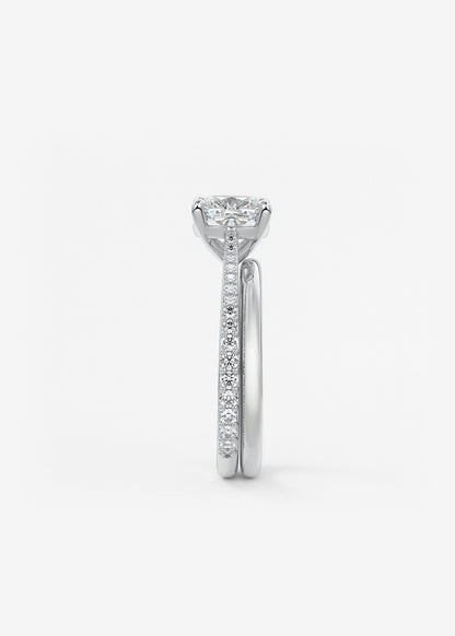 Cushion Pave Cathedral Lab Grown Diamond Engagement Ring