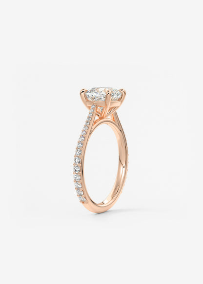 Cushion Pave Cathedral Lab Grown Diamond Engagement Ring