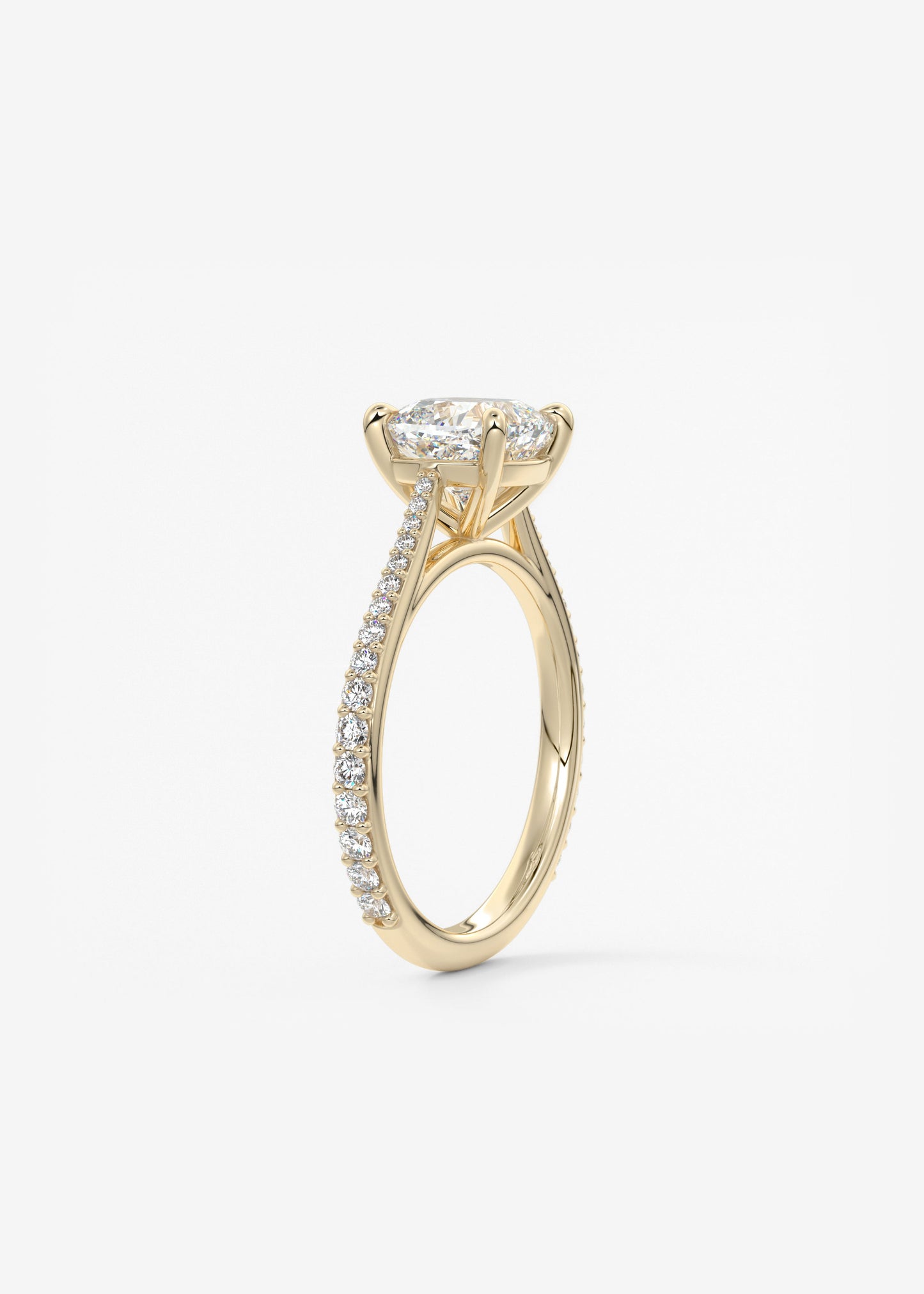 Cushion Pave Cathedral Lab Grown Diamond Engagement Ring