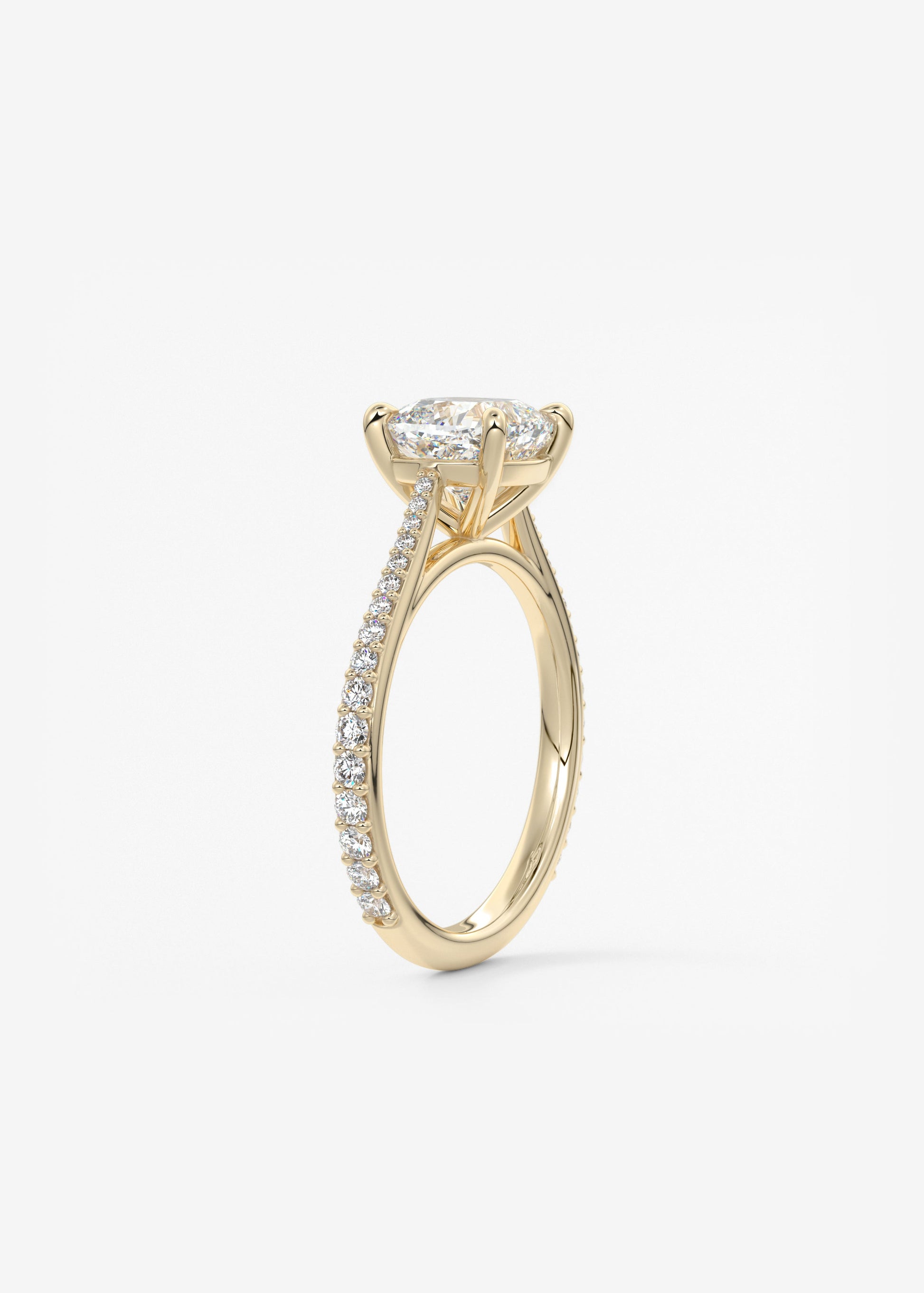 Cushion Pave Cathedral Lab Grown Diamond Engagement Ring