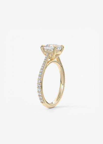 Cushion Pave Cathedral Lab Grown Diamond Engagement Ring