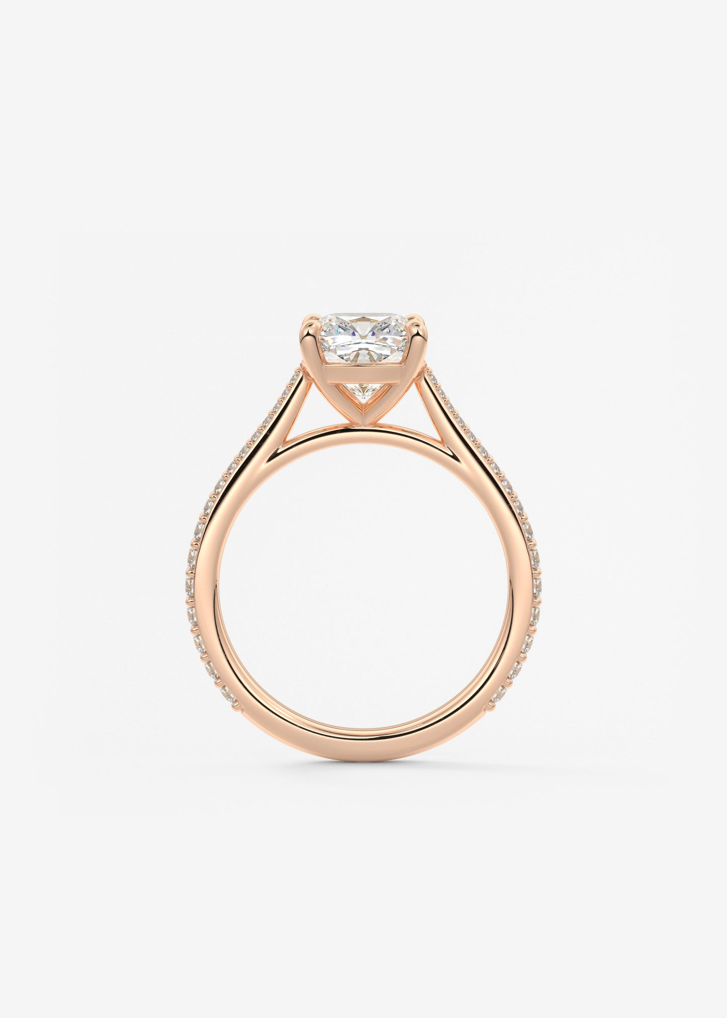 Cushion Pave Cathedral Lab Grown Diamond Engagement Ring